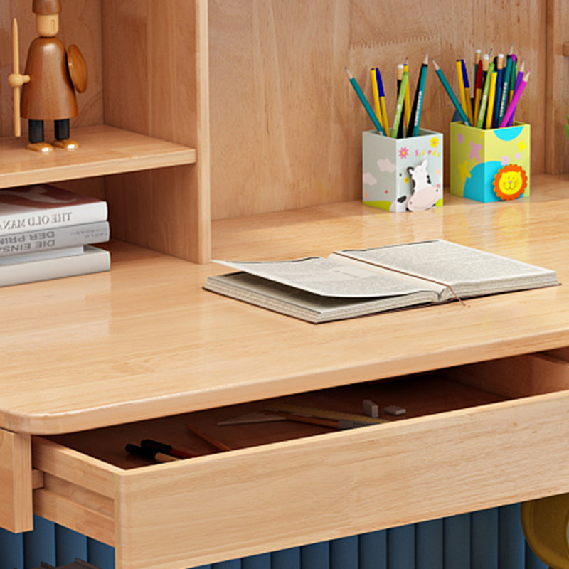 Adjustable Children's Desk in Natural with 2 Drawers and Shelves