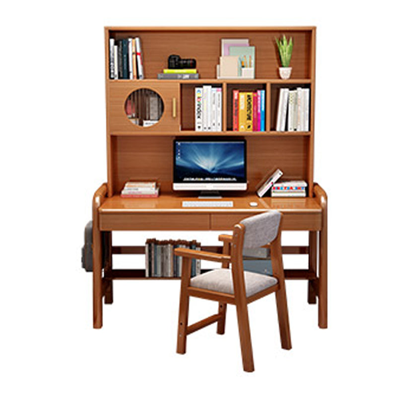 Solid Wood Writing Desk Multifunctional Lifting with Storage Drawer with Bookshelf