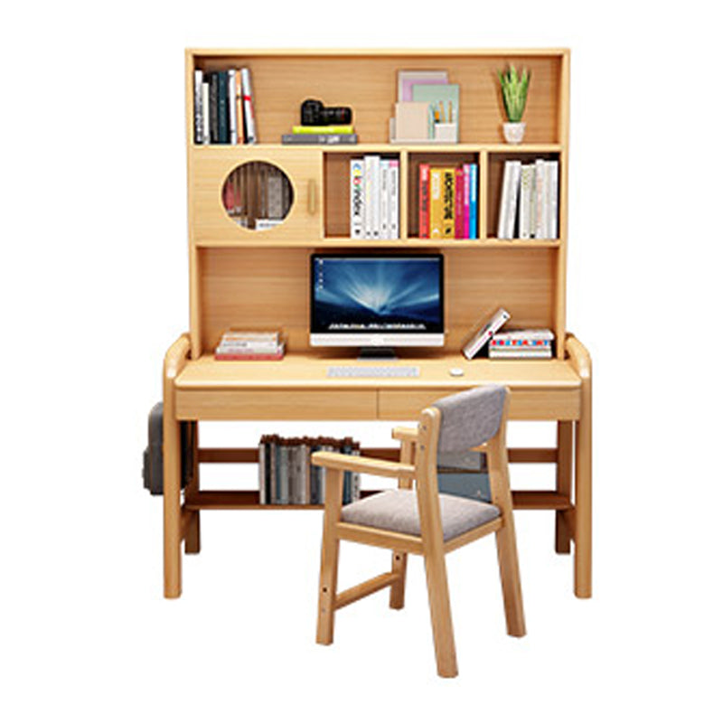 Solid Wood Writing Desk Multifunctional Lifting with Storage Drawer with Bookshelf