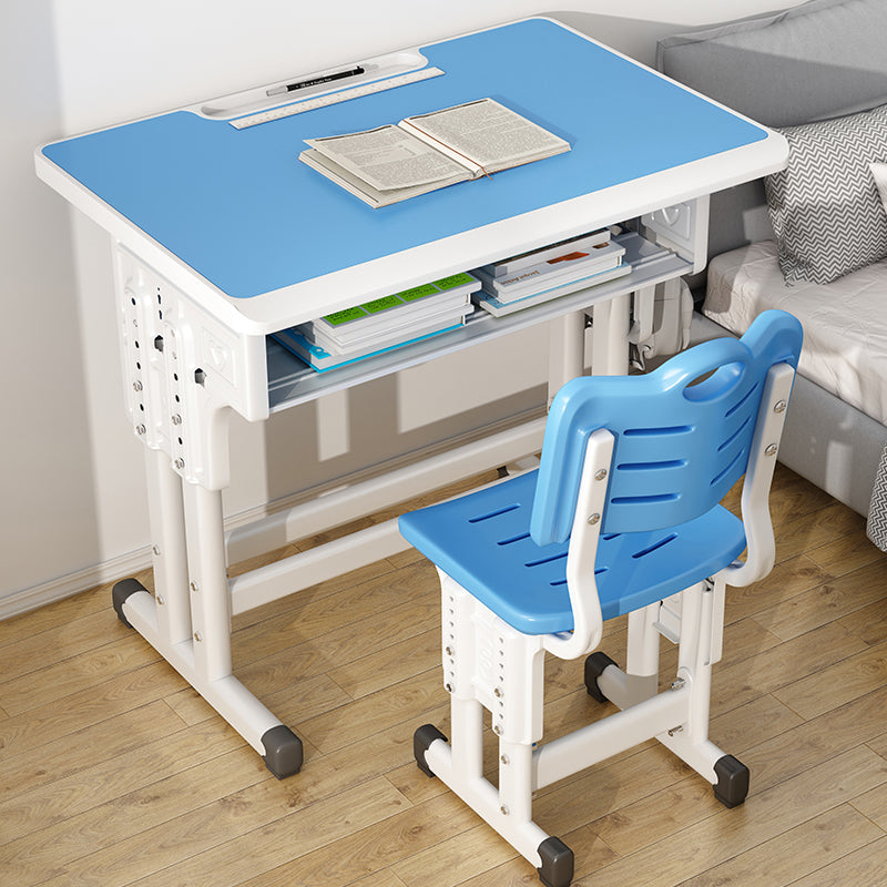 Wooden Ergonomic Writing Desk with 1 Shelf Desk and Chair Set