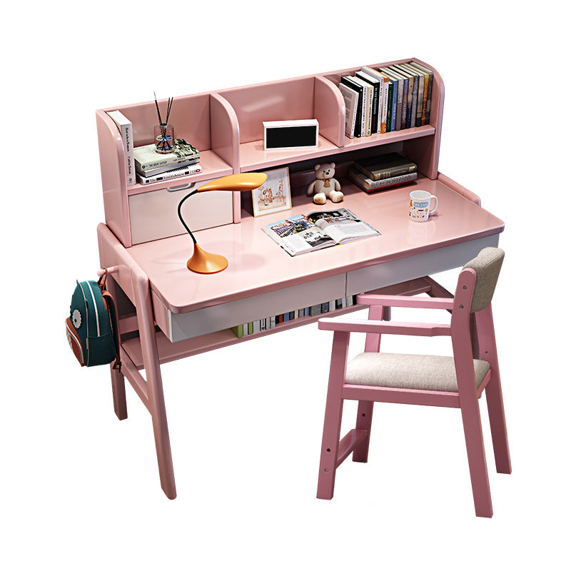 Solid Wood Writing Desk Multifunctional Lifting Home with Storage Shelves