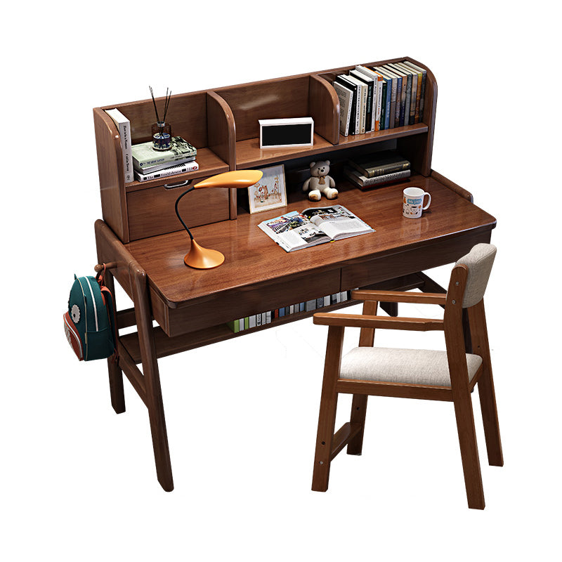 Solid Wood Writing Desk Multifunctional Lifting Home with Storage Shelves