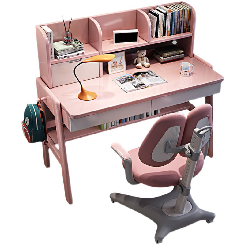 Solid Wood Writing Desk Multifunctional Lifting Home with Storage Shelves