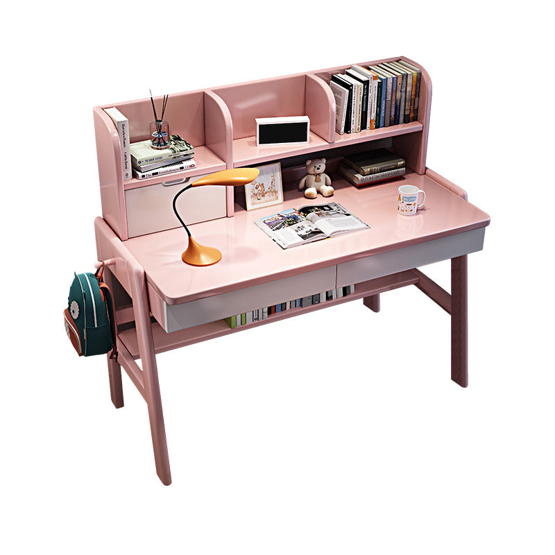 Solid Wood Writing Desk Multifunctional Lifting Home with Storage Shelves