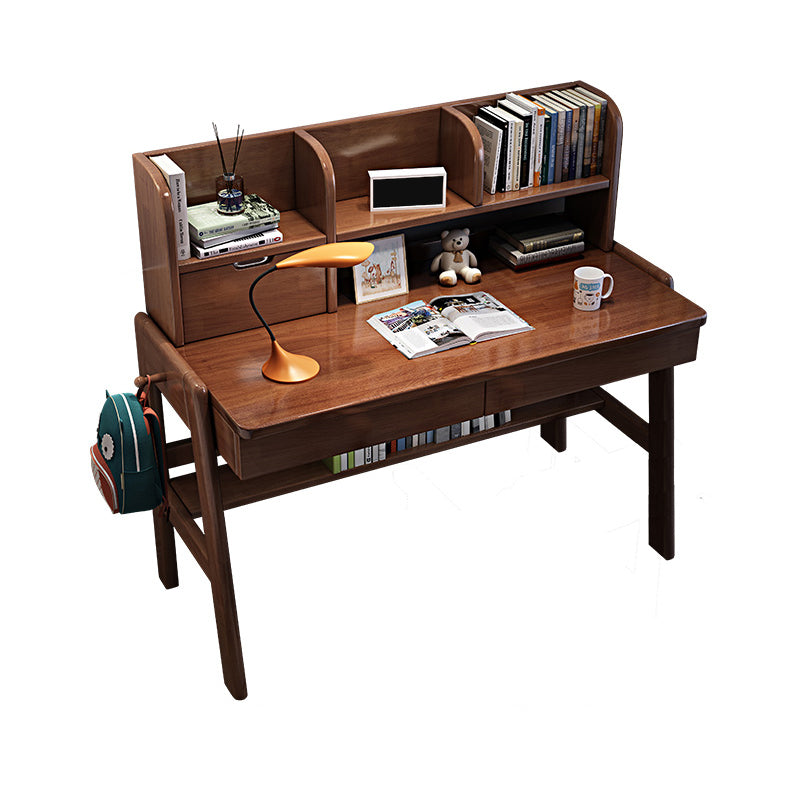 Solid Wood Writing Desk Multifunctional Lifting Home with Storage Shelves