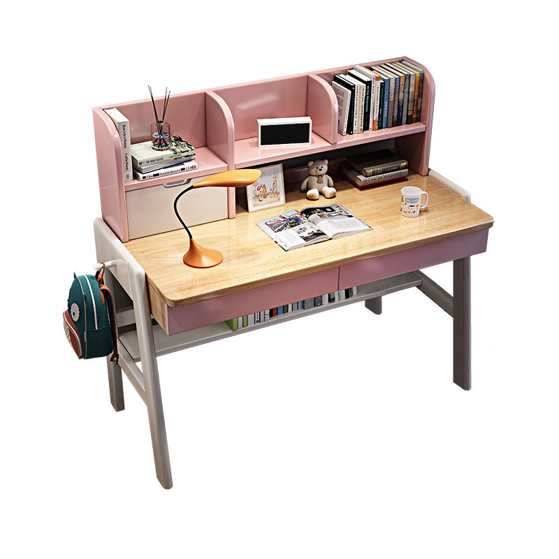 Solid Wood Writing Desk Multifunctional Lifting Home with Storage Shelves