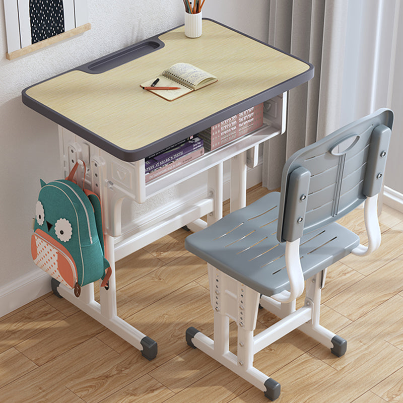 Writing Desk with Storage Shelf Desk with Chair Set in Wood and Steel