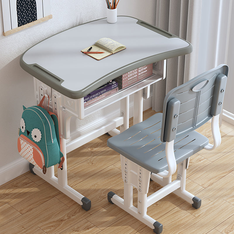 Writing Desk with Storage Shelf Desk with Chair Set in Wood and Steel