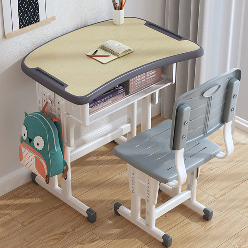 Writing Desk with Storage Shelf Desk with Chair Set in Wood and Steel