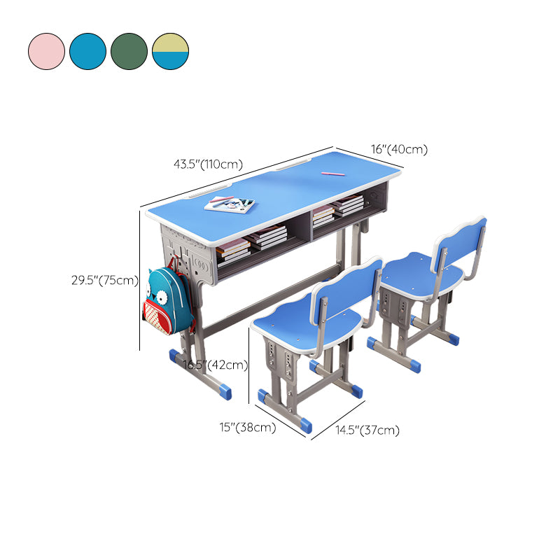 Contemporary Children's Desk with Wooden Top Table and Chairs Set