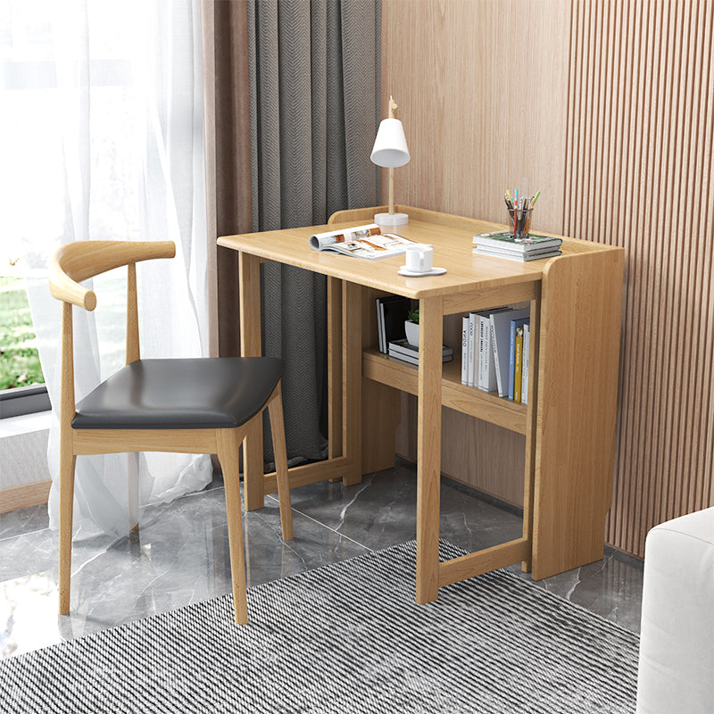 Rubber Wood Writing Desk with 1 Shelf in White/Natural Child Desk