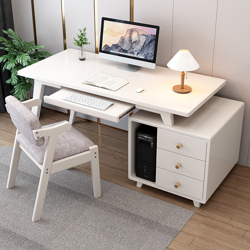 Solid Wood Computer Desk Home Keyboard Tray Desk with Drawer Student Table