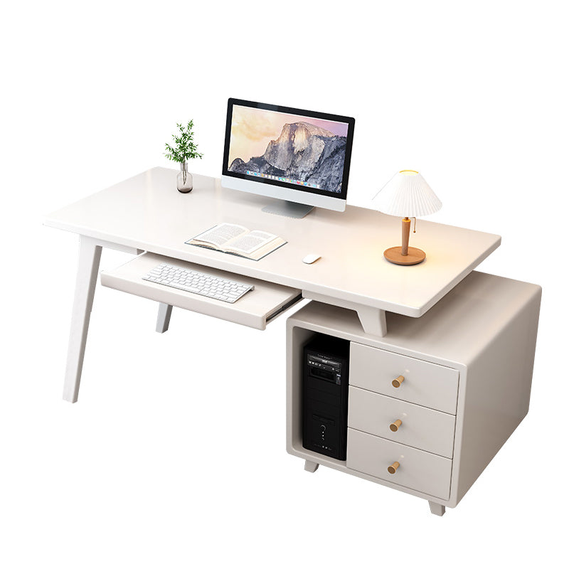 Solid Wood Computer Desk Home Keyboard Tray Desk with Drawer Student Table