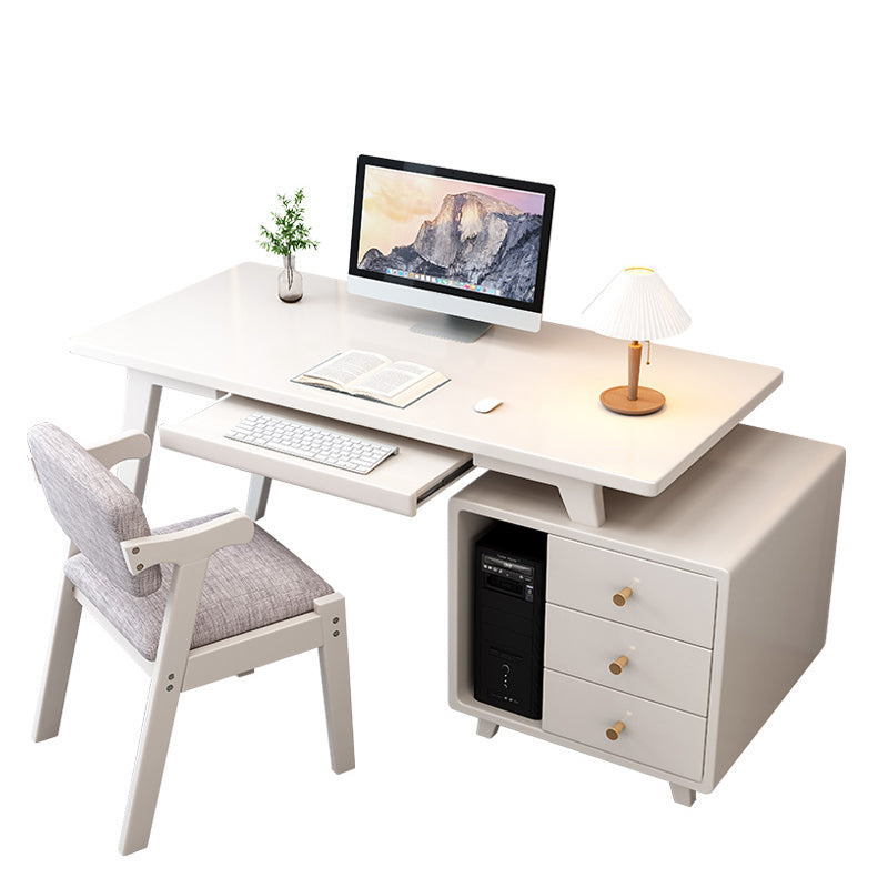 Solid Wood Computer Desk Home Keyboard Tray Desk with Drawer Student Table