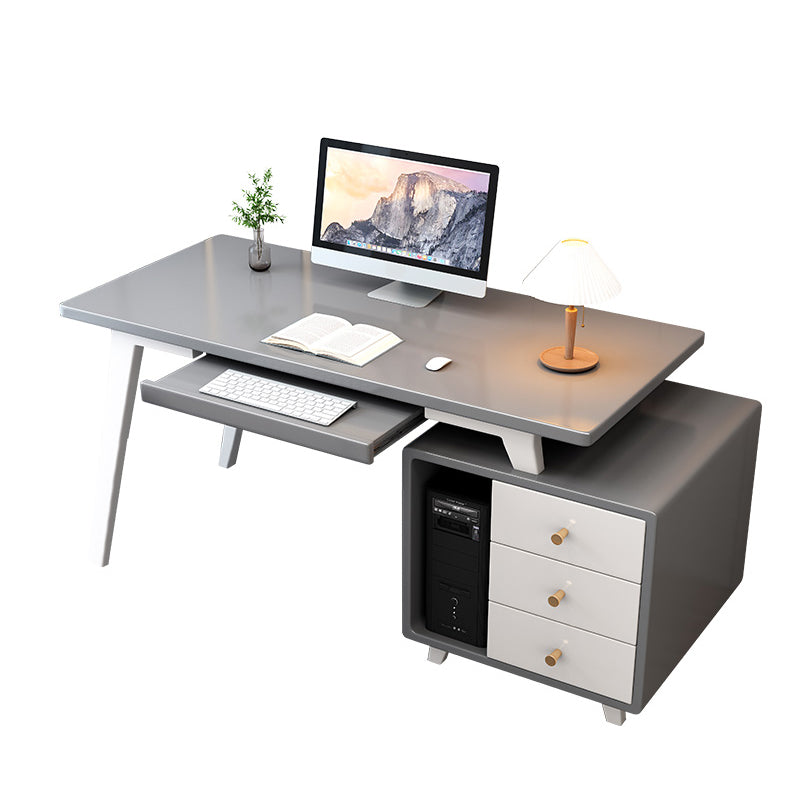 Solid Wood Computer Desk Home Keyboard Tray Desk with Drawer Student Table