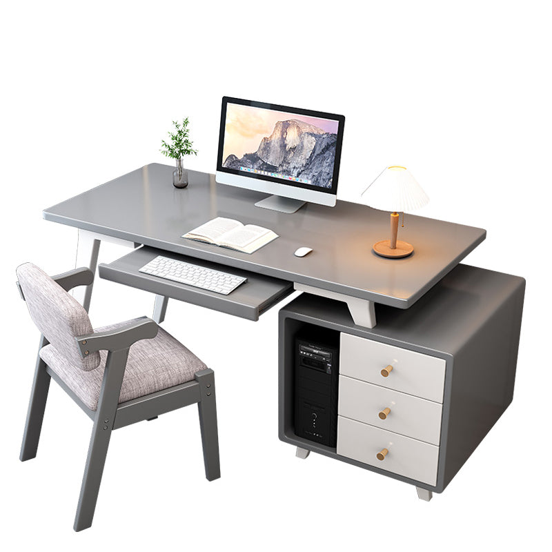 Solid Wood Computer Desk Home Keyboard Tray Desk with Drawer Student Table