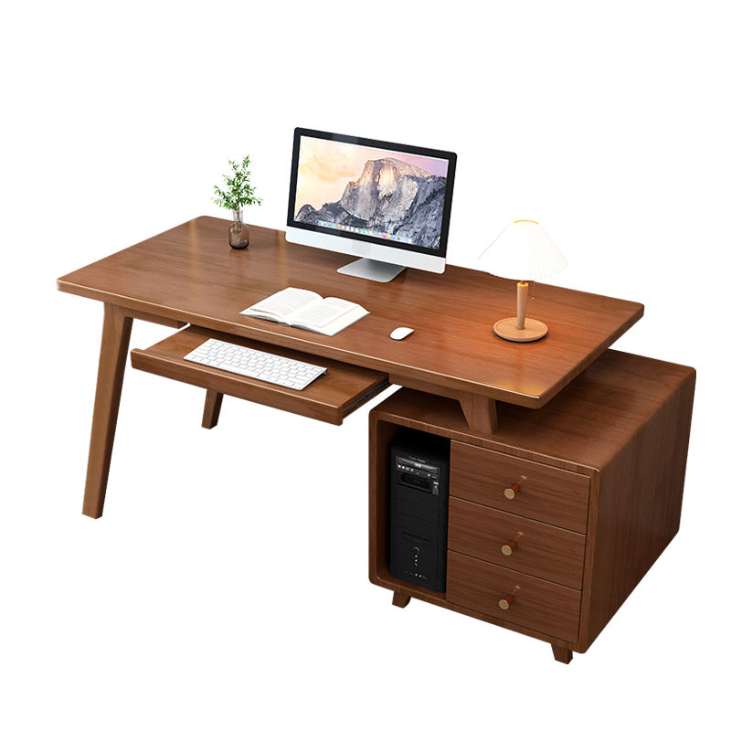 Solid Wood Computer Desk Home Keyboard Tray Desk with Drawer Student Table