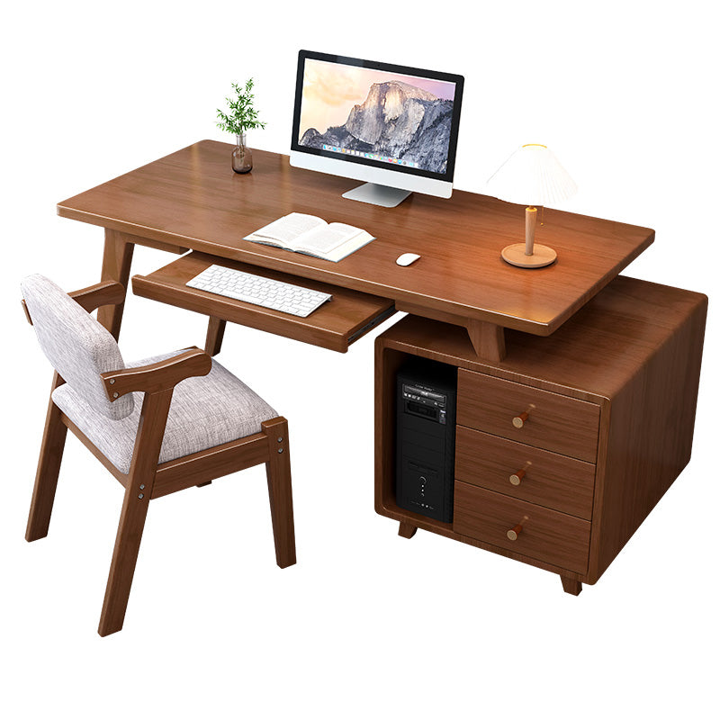 Solid Wood Computer Desk Home Keyboard Tray Desk with Drawer Student Table