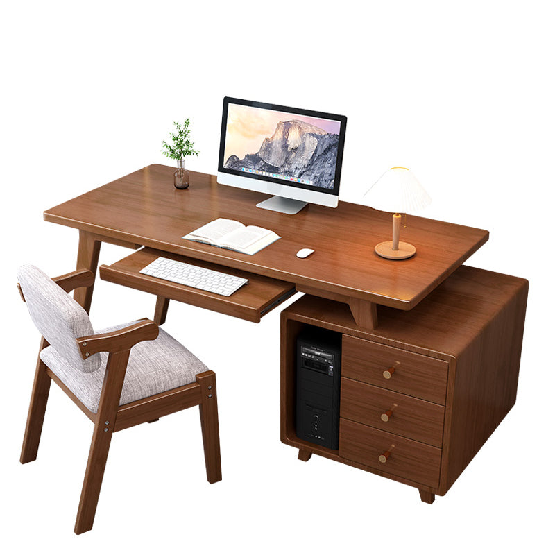 Solid Wood Computer Desk Home Keyboard Tray Desk with Drawer Student Table