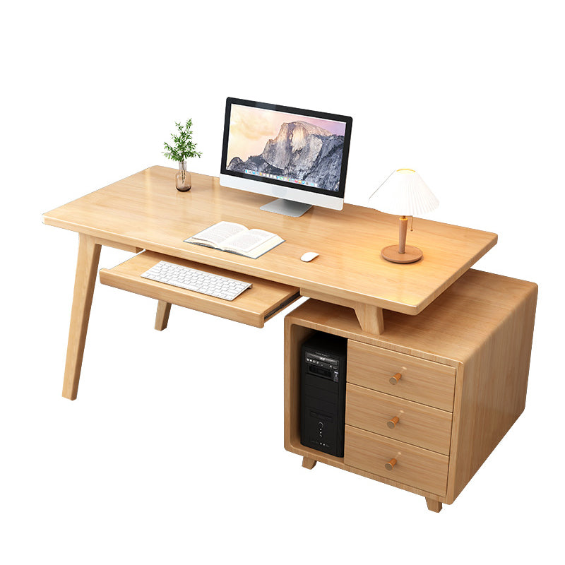 Solid Wood Computer Desk Home Keyboard Tray Desk with Drawer Student Table