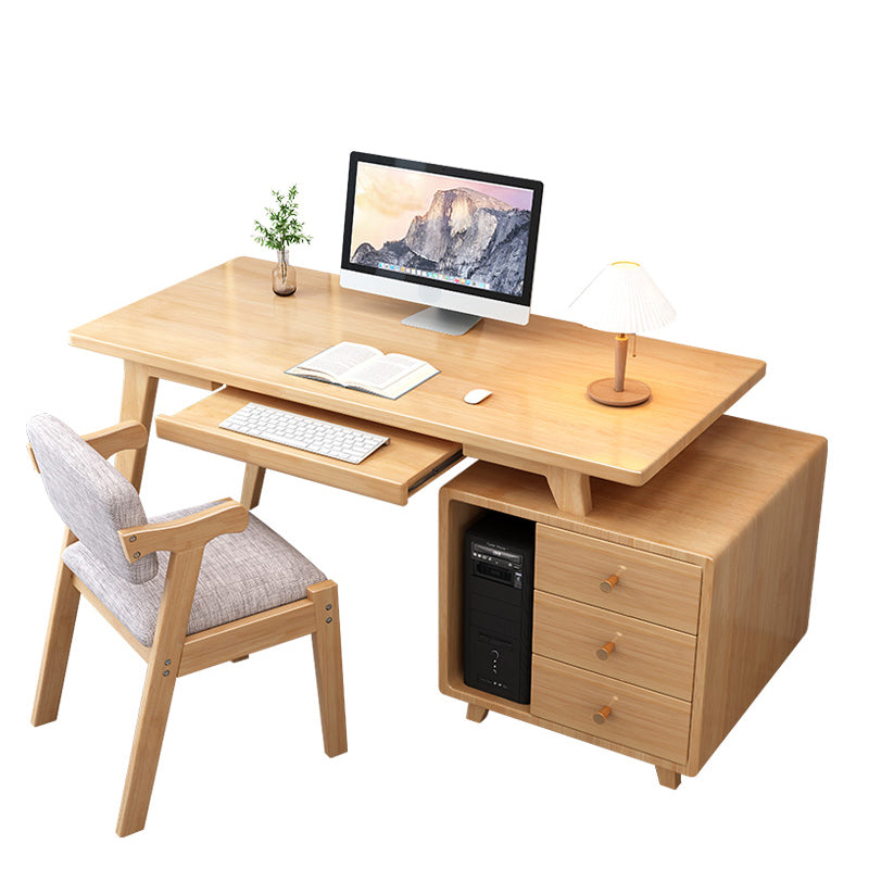 Solid Wood Computer Desk Home Keyboard Tray Desk with Drawer Student Table