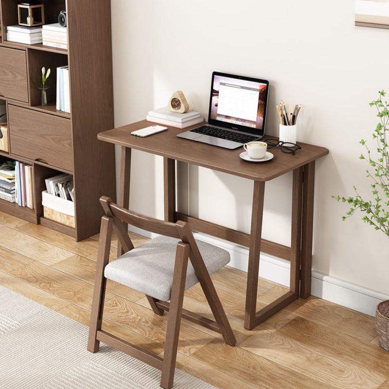 Solid Wood Computer Desk Home Foldable with Storage Shelves Student Desk