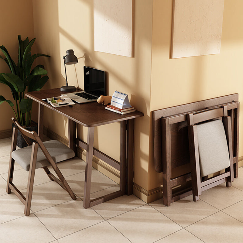 Solid Wood Computer Desk Home Foldable with Storage Shelves Student Desk