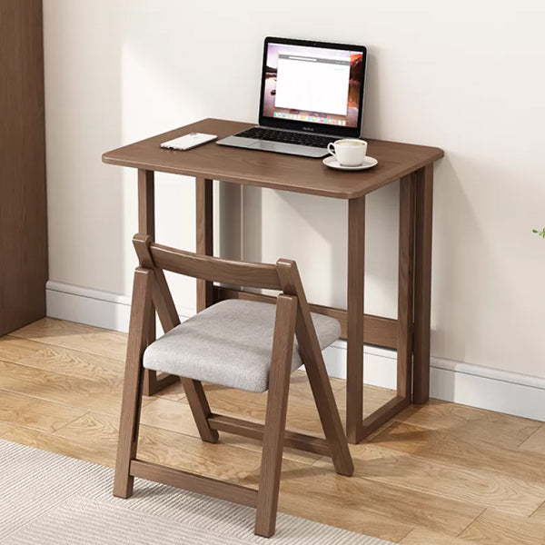 Solid Wood Computer Desk Home Foldable with Storage Shelves Student Desk