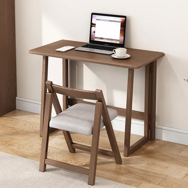 Solid Wood Computer Desk Home Foldable with Storage Shelves Student Desk