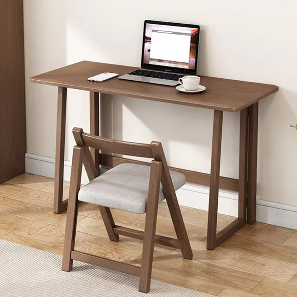 Solid Wood Computer Desk Home Foldable with Storage Shelves Student Desk