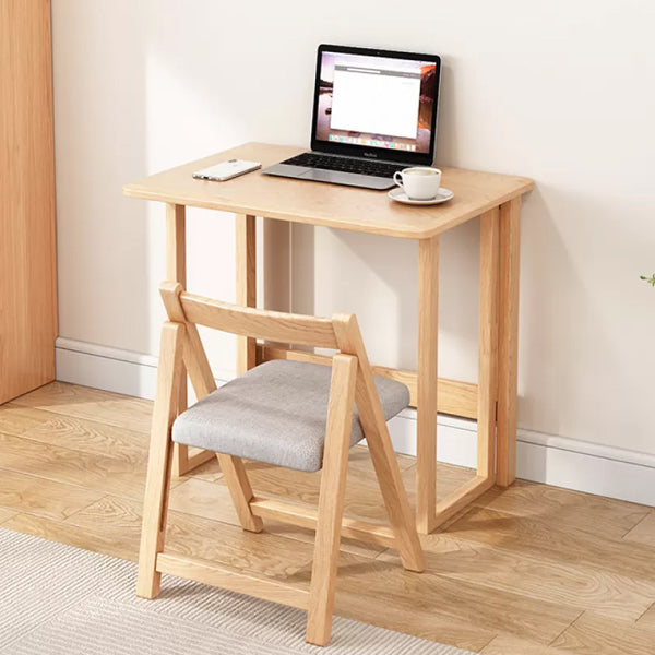 Solid Wood Computer Desk Home Foldable with Storage Shelves Student Desk