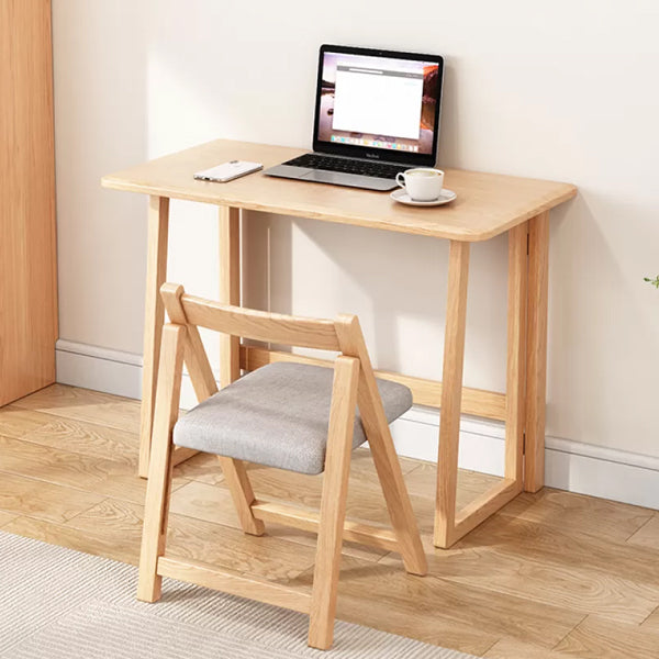 Solid Wood Computer Desk Home Foldable with Storage Shelves Student Desk