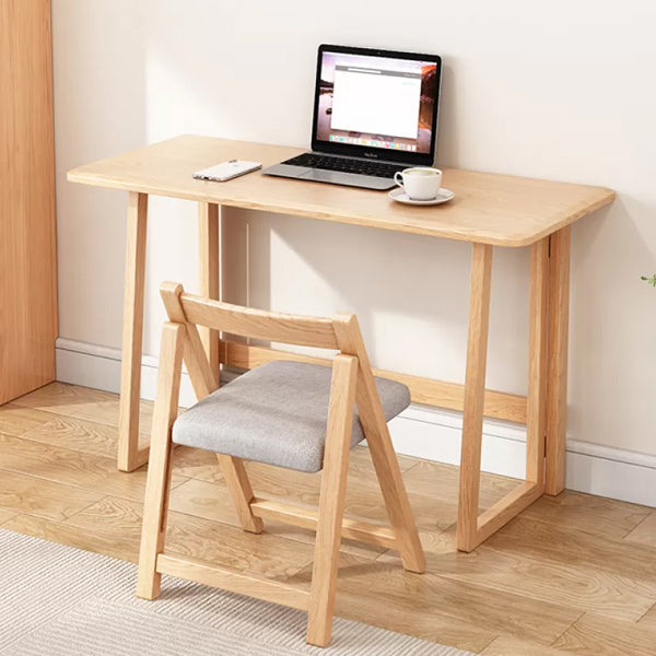 Solid Wood Computer Desk Home Foldable with Storage Shelves Student Desk