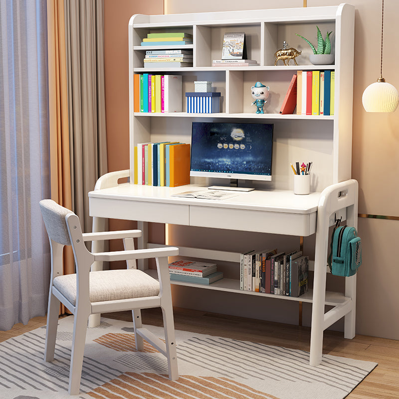 Rubber Wood Study Desk Multifunctional Lifting Desk with Drawer Home Computer Desk