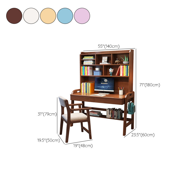 Rubber Wood Study Desk Multifunctional Lifting Desk with Drawer Home Computer Desk