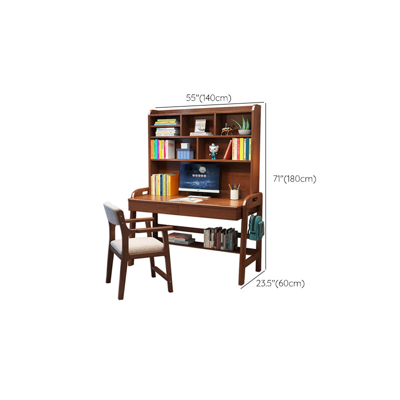 Rubber Wood Study Desk Multifunctional Lifting Desk with Drawer Home Computer Desk