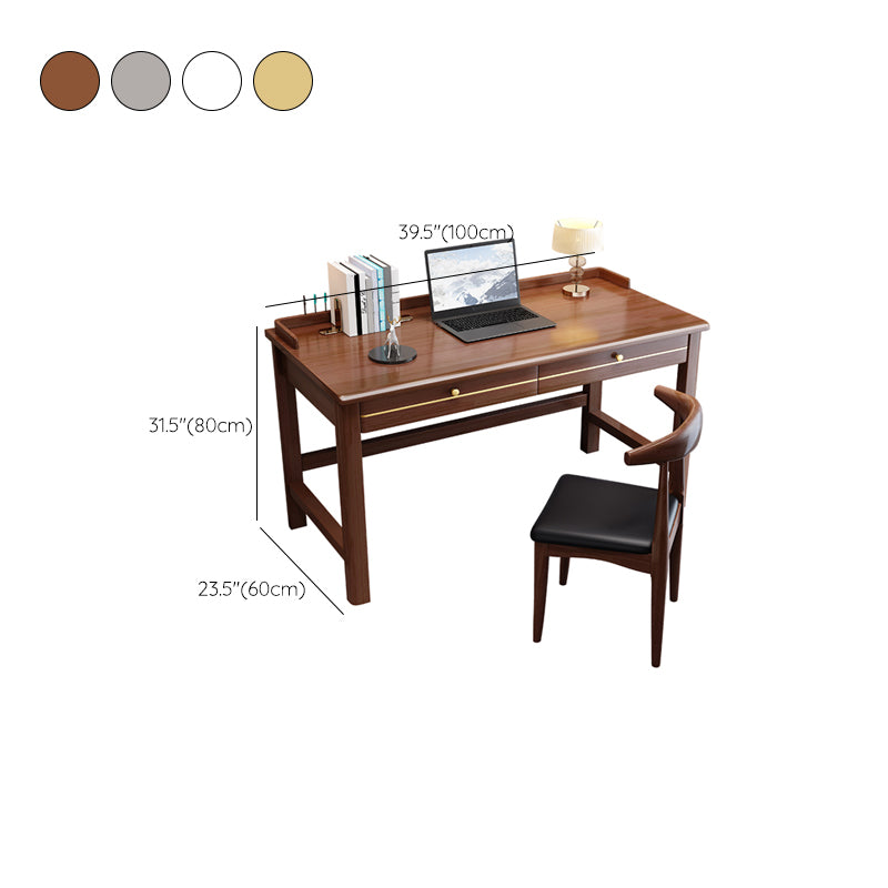 Solid Wood Desk with Chair Study Desk Home Desk with Drawer Student Table