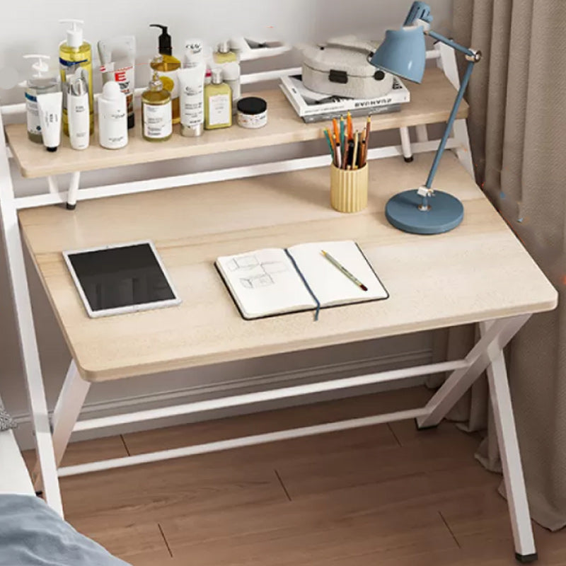 Foldable Home Wood Writing Desk with Storage Shelves Lap Desk Multiple Colors Study Desk