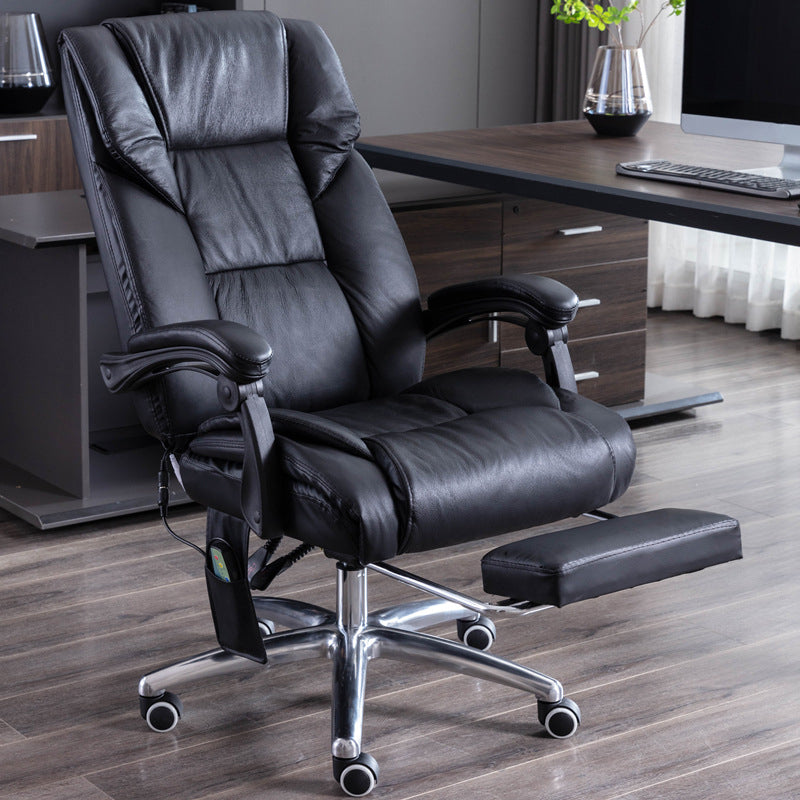 Modern Leather Slide Chair Padded Arms Adjustable Seat Height Office Chair with Wheels