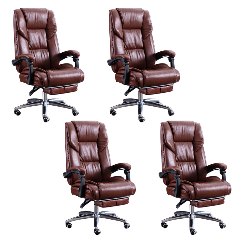 Modern Leather Slide Chair Padded Arms Adjustable Seat Height Office Chair with Wheels