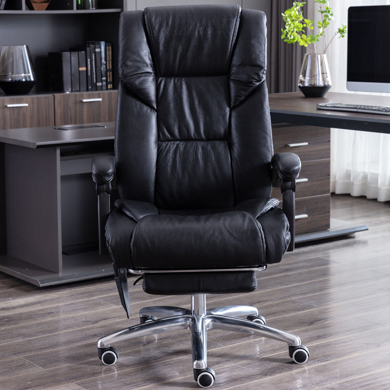 Modern Leather Slide Chair Padded Arms Adjustable Seat Height Office Chair with Wheels