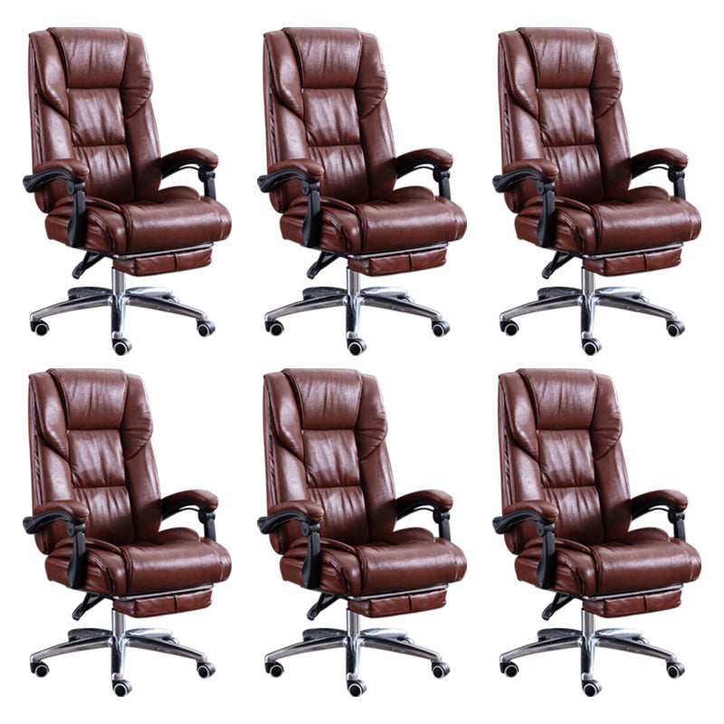 Modern Leather Slide Chair Padded Arms Adjustable Seat Height Office Chair with Wheels