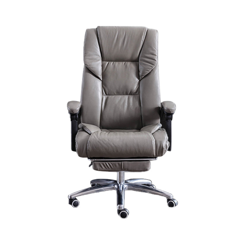 Modern Leather Slide Chair Padded Arms Adjustable Seat Height Office Chair with Wheels