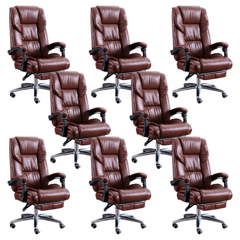 Modern Leather Slide Chair Padded Arms Adjustable Seat Height Office Chair with Wheels