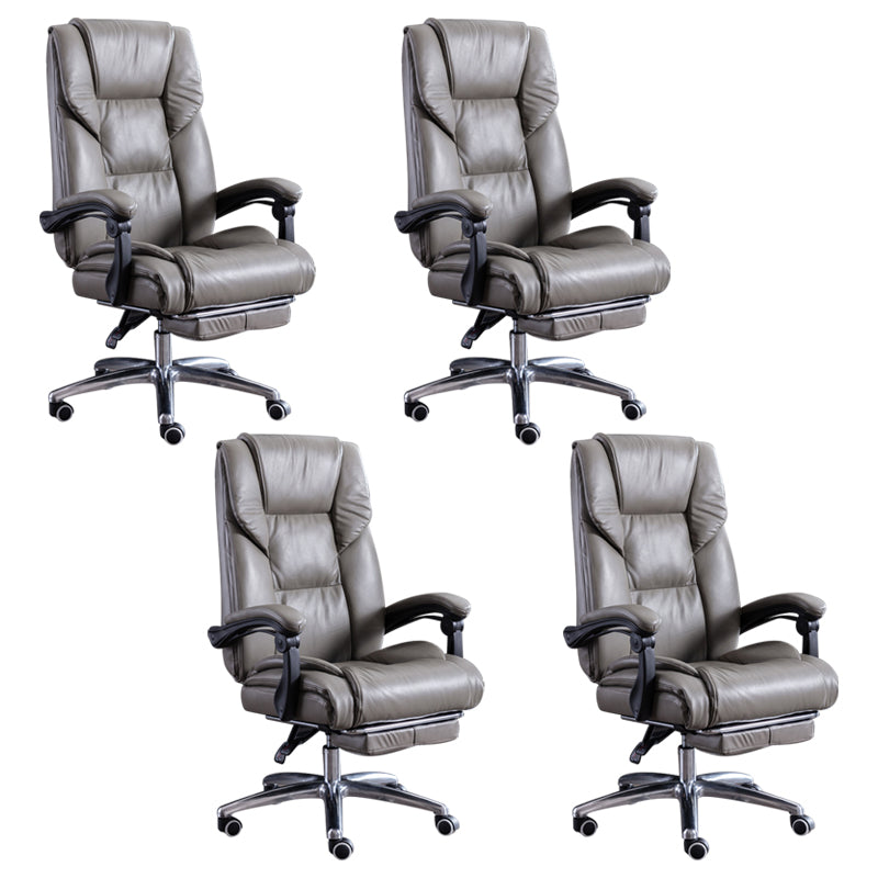 Modern Leather Slide Chair Padded Arms Adjustable Seat Height Office Chair with Wheels