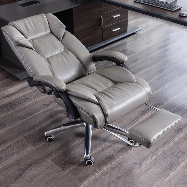 Modern Leather Slide Chair Padded Arms Adjustable Seat Height Office Chair with Wheels