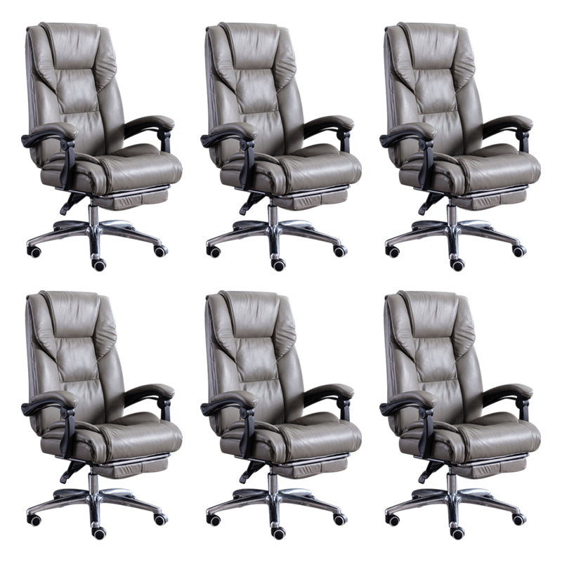 Modern Leather Slide Chair Padded Arms Adjustable Seat Height Office Chair with Wheels