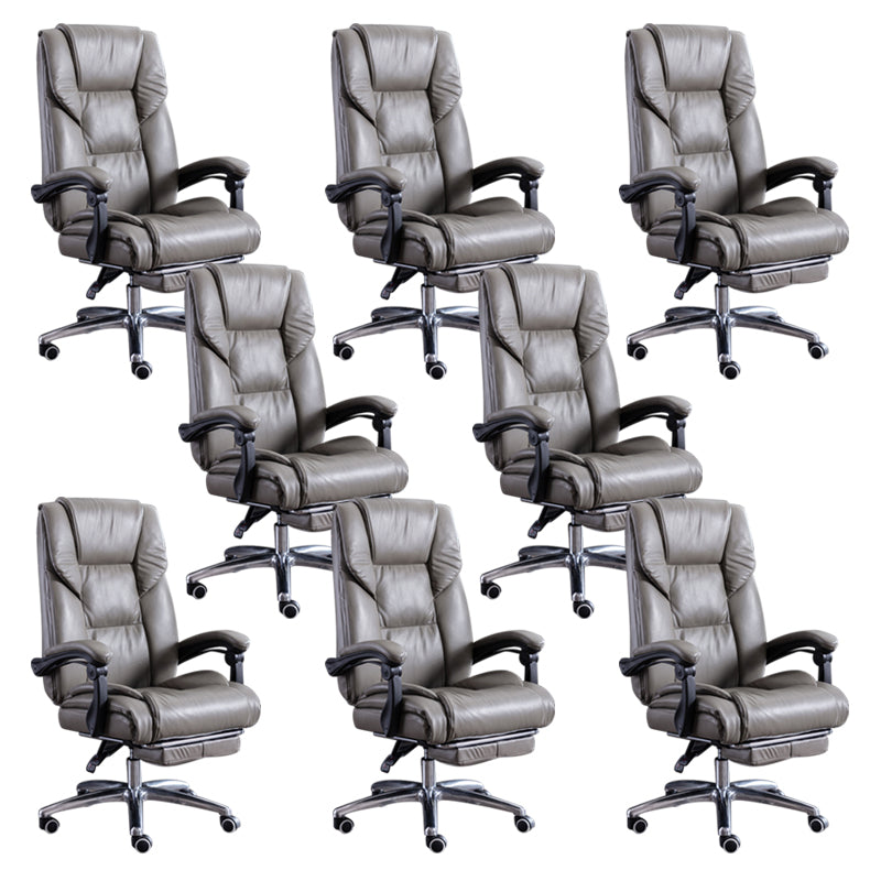 Modern Leather Slide Chair Padded Arms Adjustable Seat Height Office Chair with Wheels