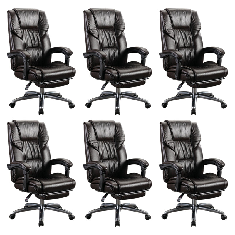 Modern Leather Slide Chair Padded Arms Adjustable Seat Height Office Chair with Wheels