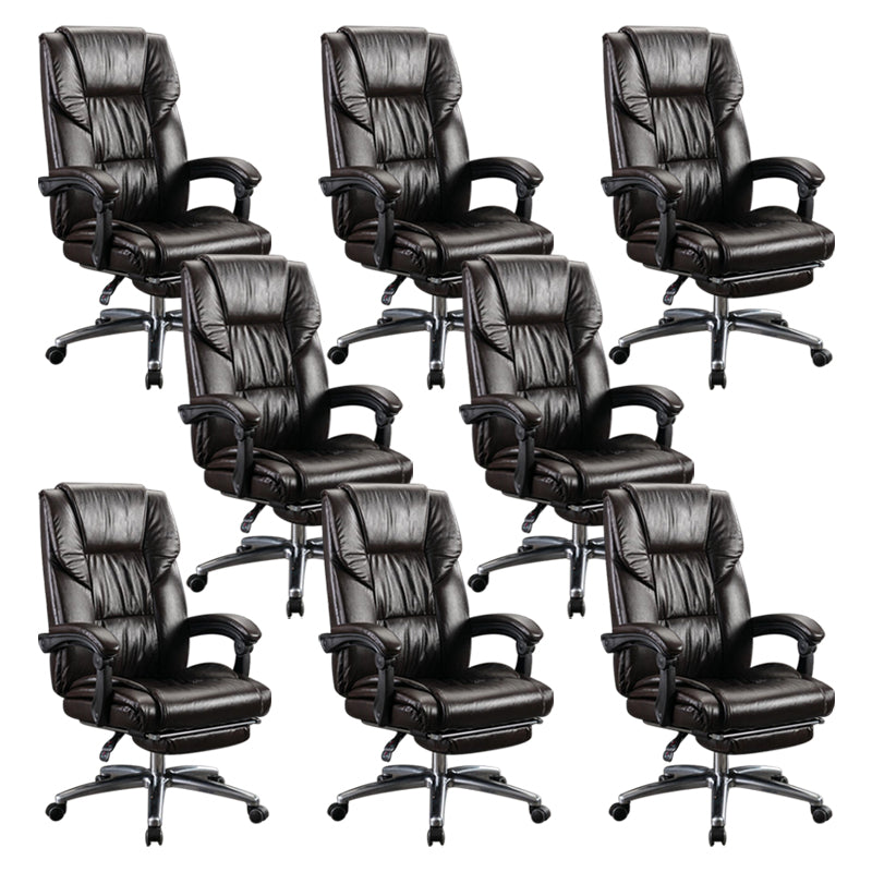 Modern Leather Slide Chair Padded Arms Adjustable Seat Height Office Chair with Wheels